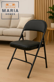 Black Folding Chair with Padded Seat Ð Comfortable & Durable Metal Frame Seating