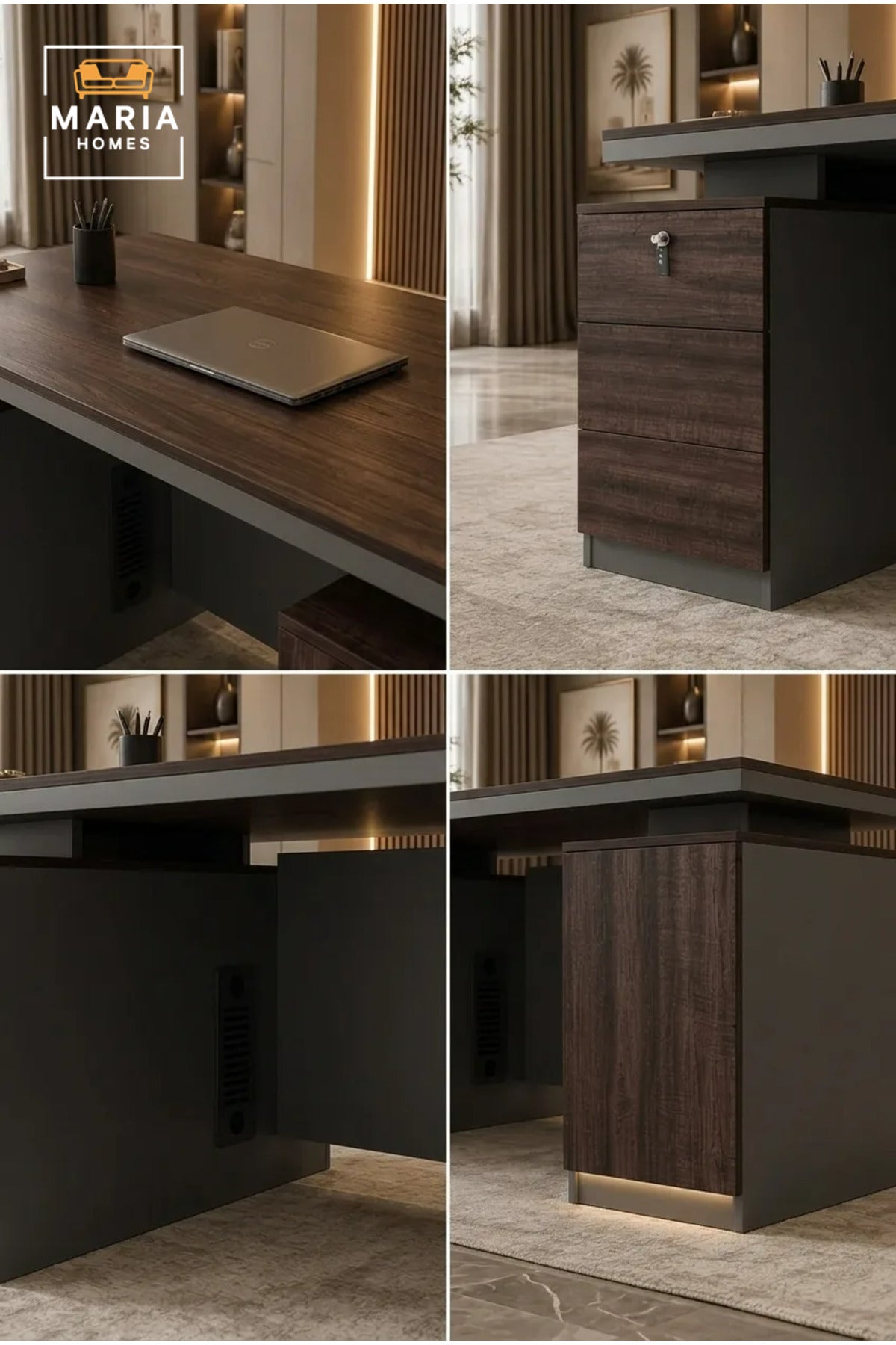 Executive Office Desk with Lockable Drawer Storage √ê Modern Manager Workstation Table