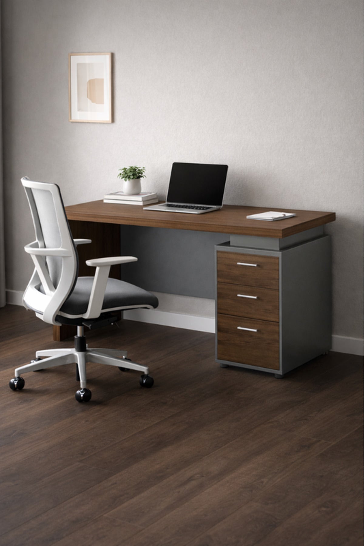 Modern Dark Brown Office Desk with Storage Drawers √ê Contemporary Executive Desk