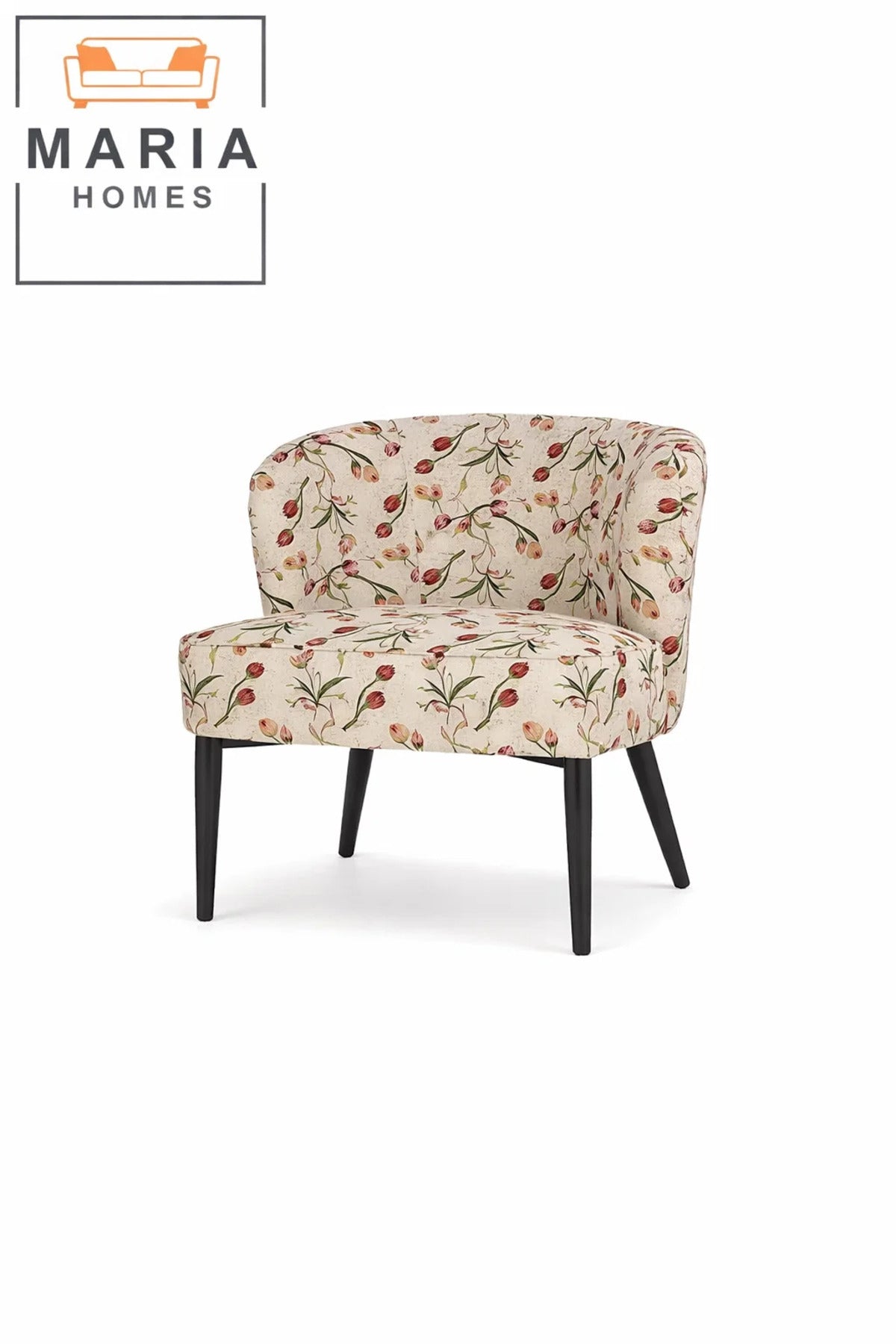 Floral Patterned Accent Chair with Black Legs Ð Modern Lounge Chair