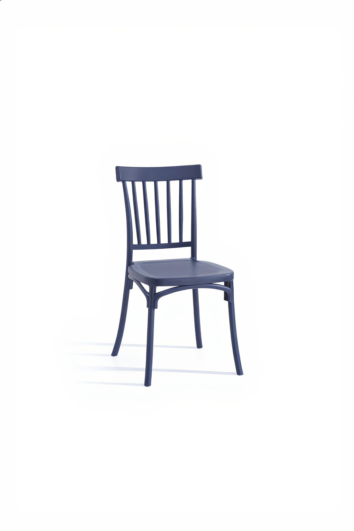 Navy Blue Plastic Cafe Chair √ê Modern Vertical Slat Back Dining Chair for Indoor and Outdoor Use