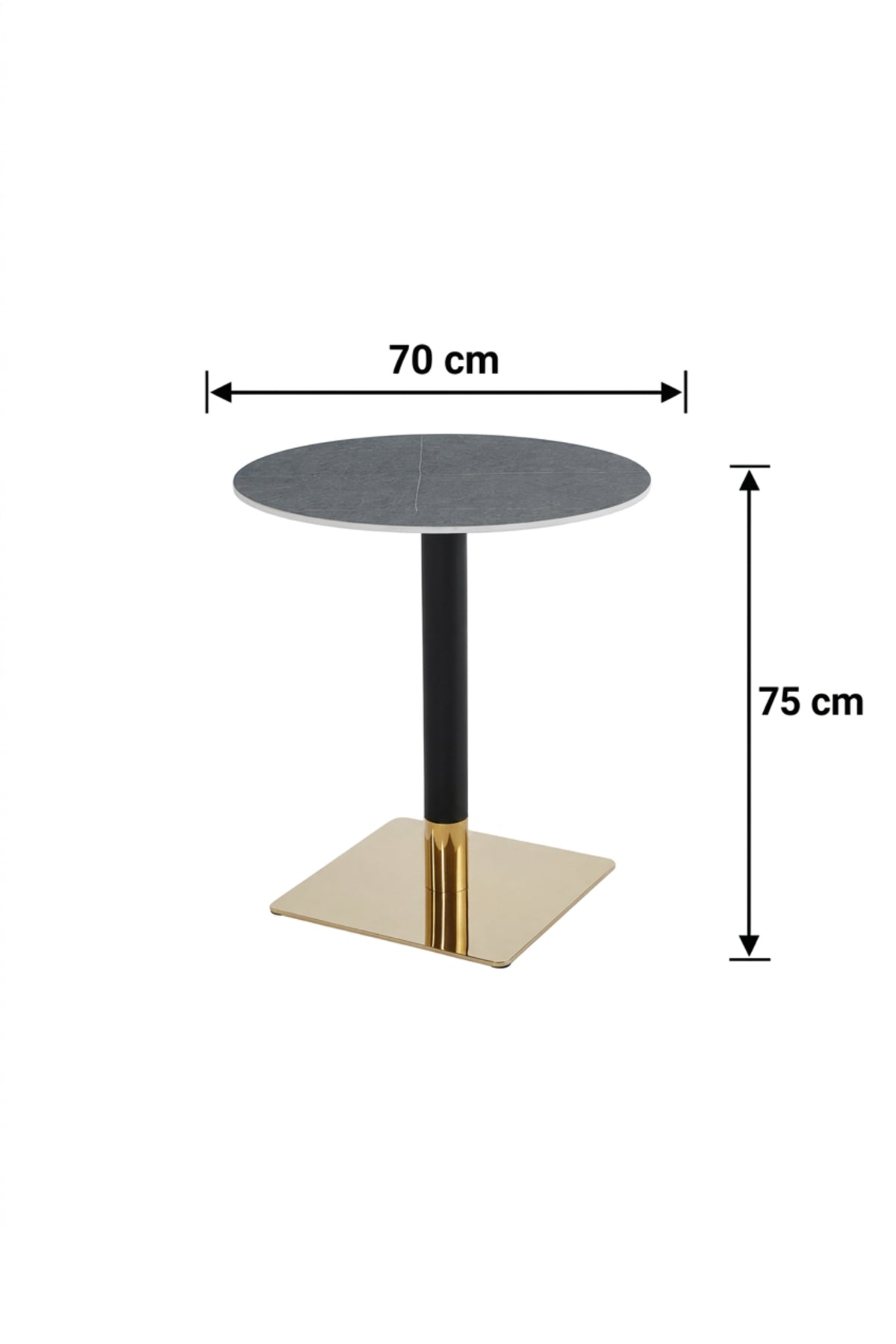 Modern Round Marble Bistro Table with Gold Base for Balcony Patio Cafe Dining Furniture