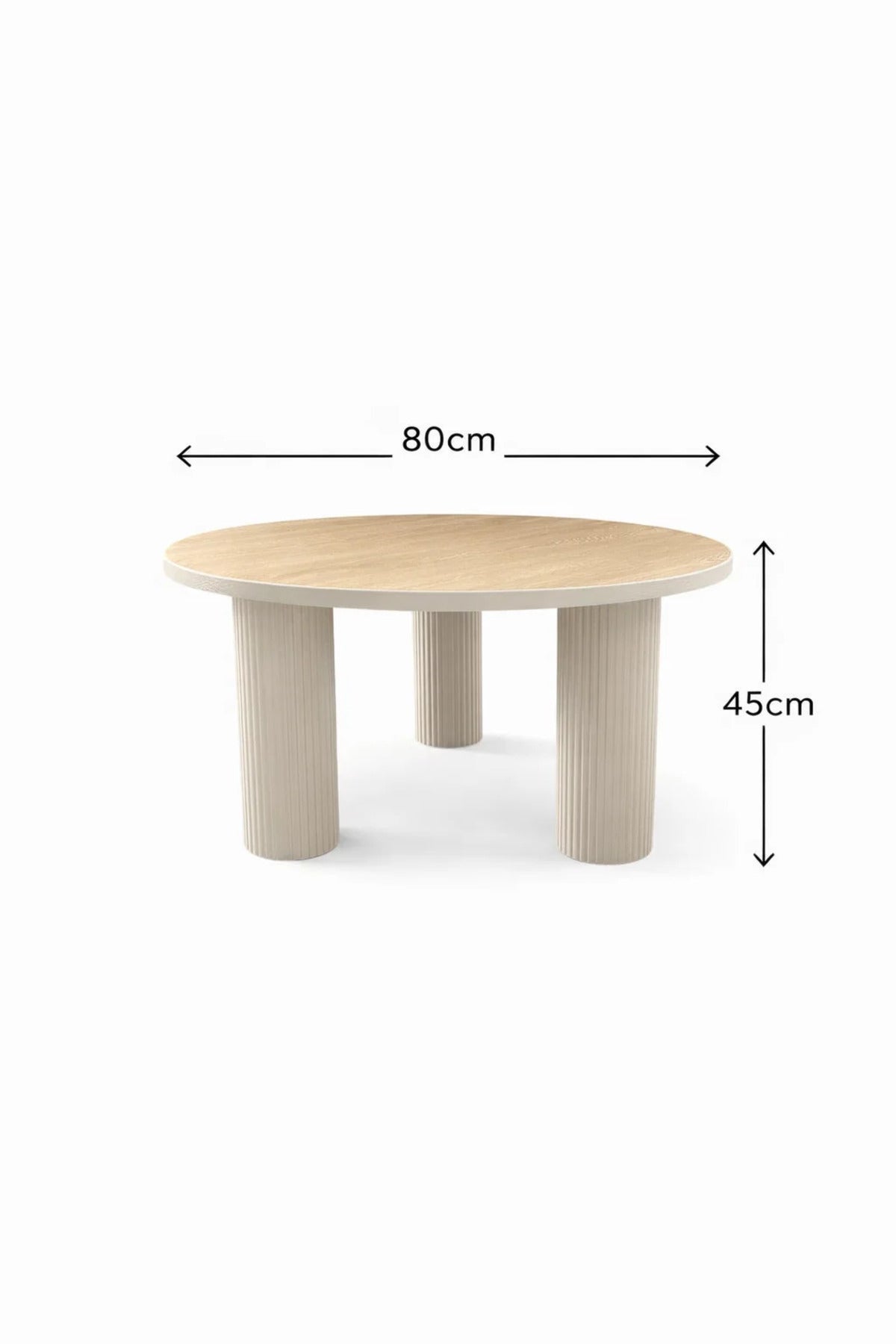 Beige & Wood Center Table 80_80_45 cm √ê Modern Round Coffee Table