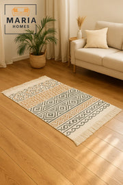 Boho Multicolor Cotton Accent Rug with Tribal & Floral Motifs Ðsize 90*150 cm