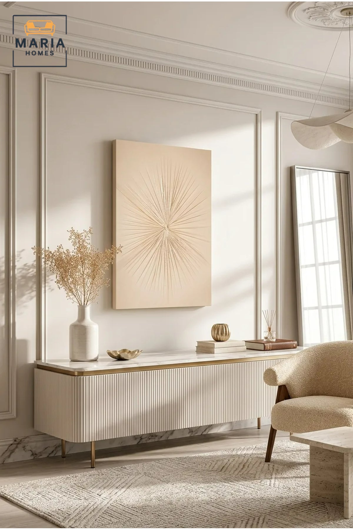 Beige Textured Sunburst Wall Art √ê Modern Abstract Relief Decorative Panel