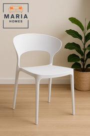 White Modern Plastic Dining Chair Ð Curved Back Ergonomic Chair for Kitchen, Office or CafŽ Use