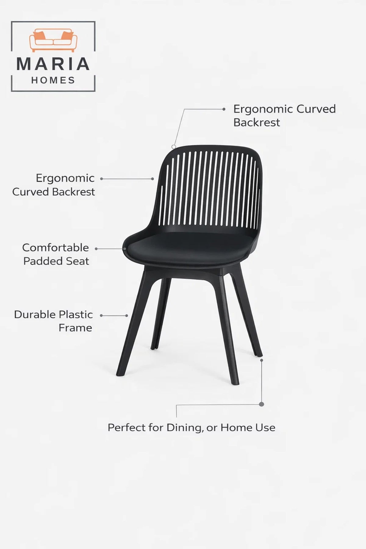 Black Plastic Chair with Black Legs Ð Modern Dining & Accent Chair