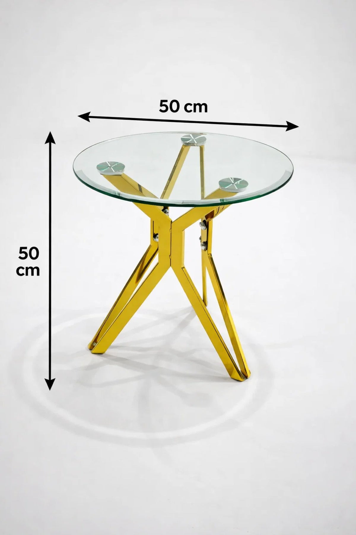 Luxury Gold Metal Round Side Table Tempered Glass Top Modern Coffee Table Living Room Decor
