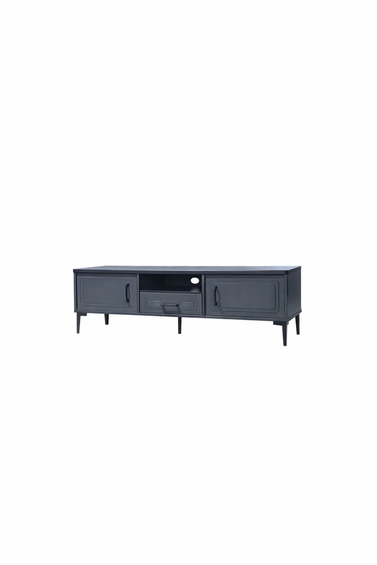 Dark Grey TV Stand √ê 140x40x46 cm Modern Wooden Plasma Table with Storage Cabinets