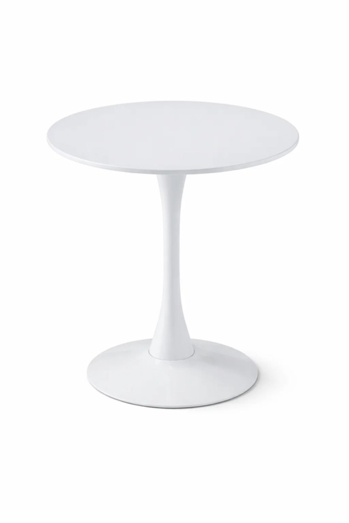 Modern Round White Café Table with Tulip Pedestal Base