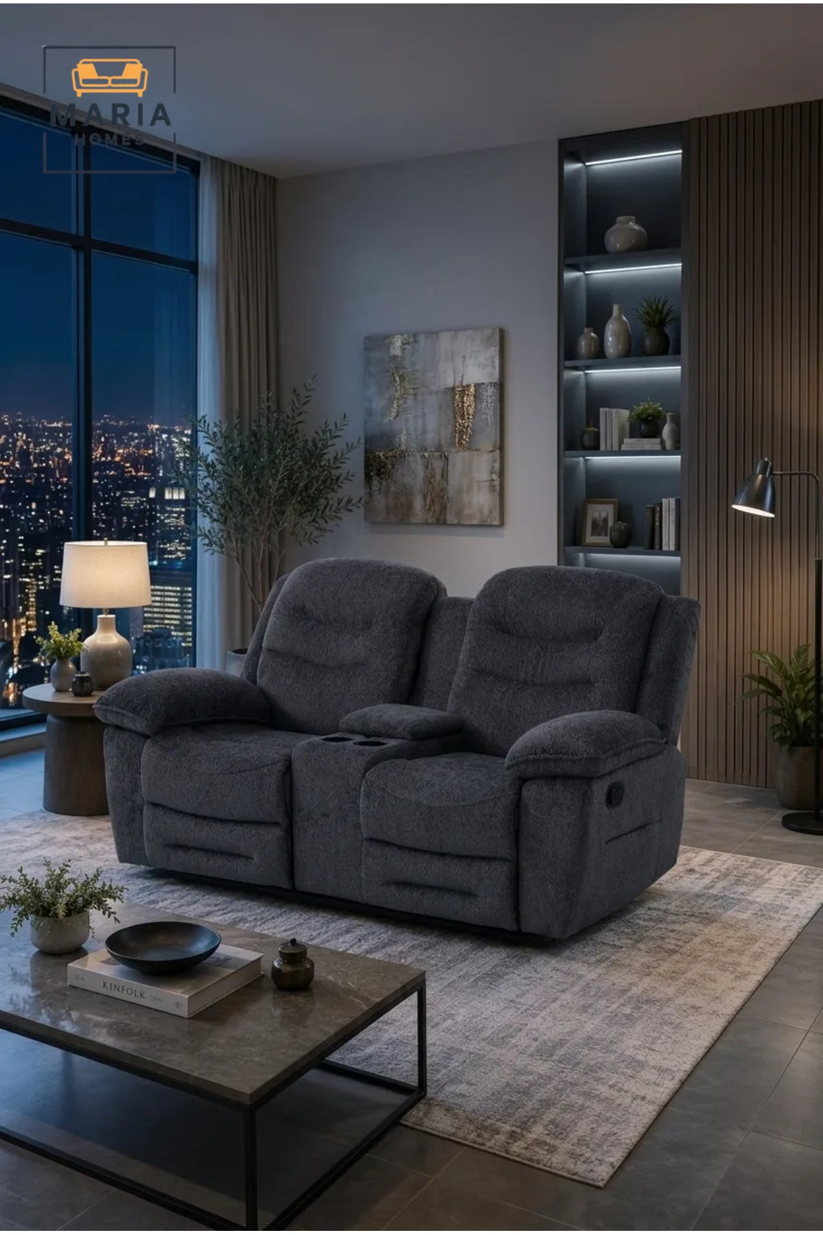 Dual Reclining Loveseat with Center Console, Hidden Storage and Cup Holders