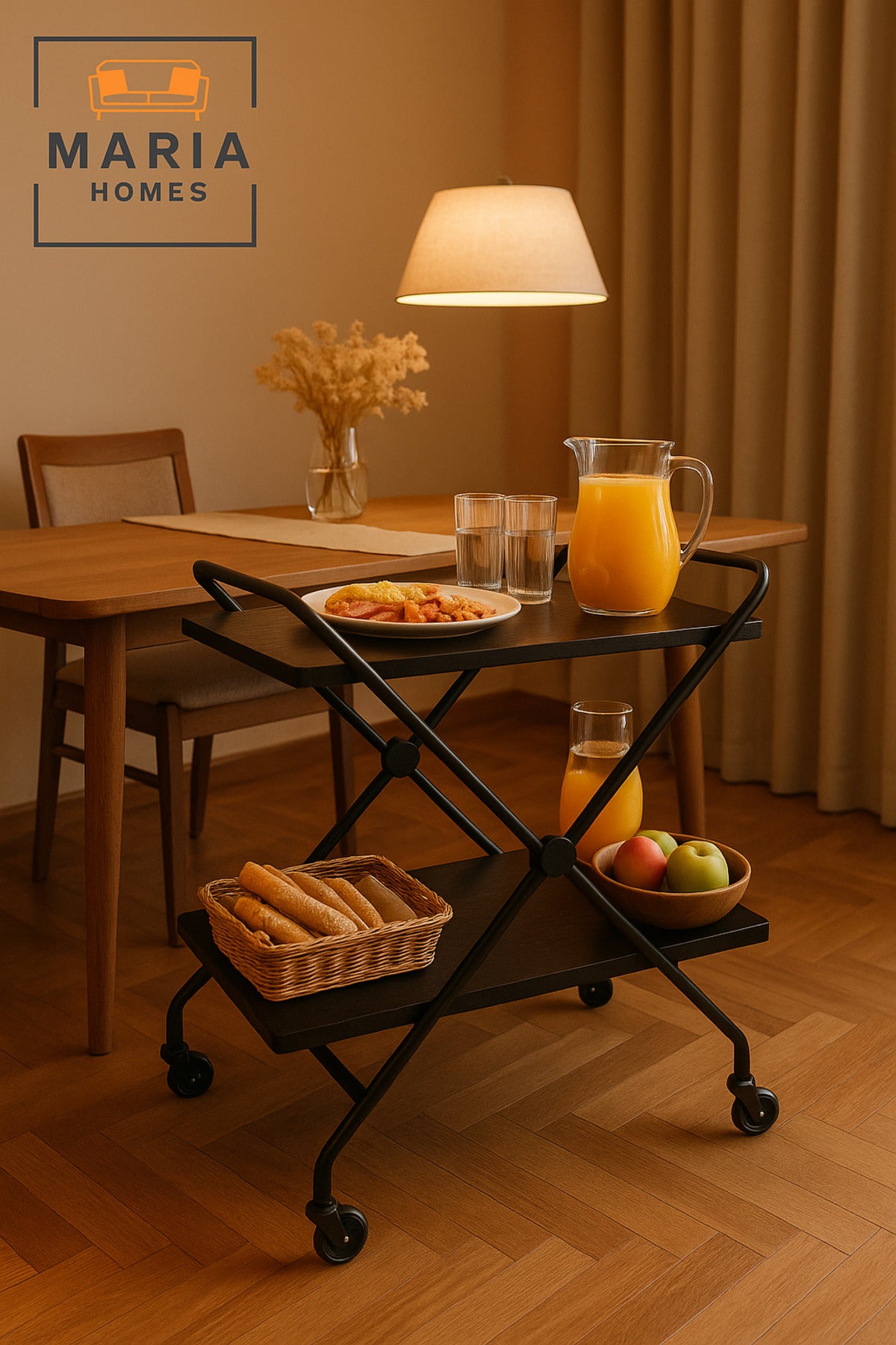 Coffee 2-Tier Serving Trolley with Wheels Ð Kitchen & Living Room Utility Cart 70_40_84 cm