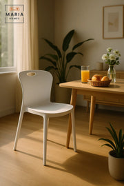 White Plastic ChairModern Lightweight Armless Chair with Back Handle Cutout for Indoor & Outdoor Use