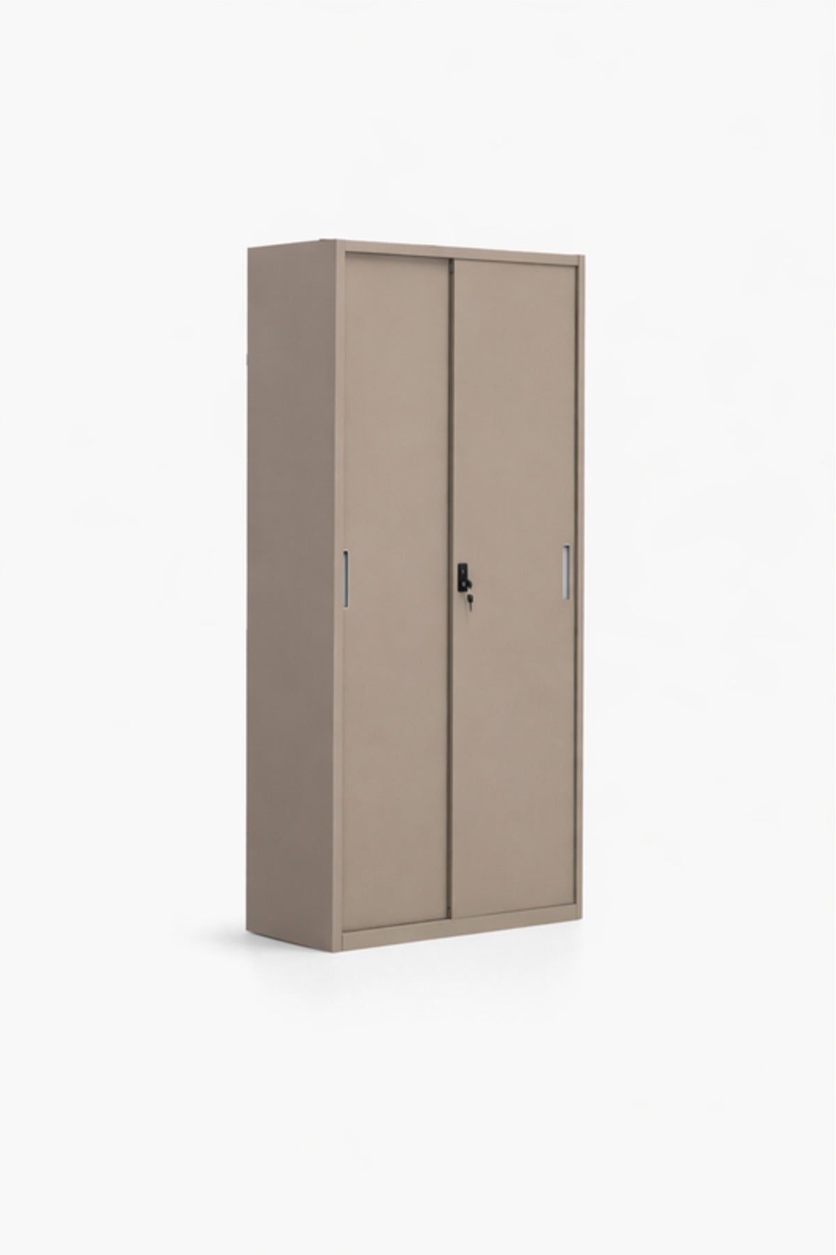 Beige Metal Storage Cabinet with Sliding Doors and Shelves 185_85_40 cm Office