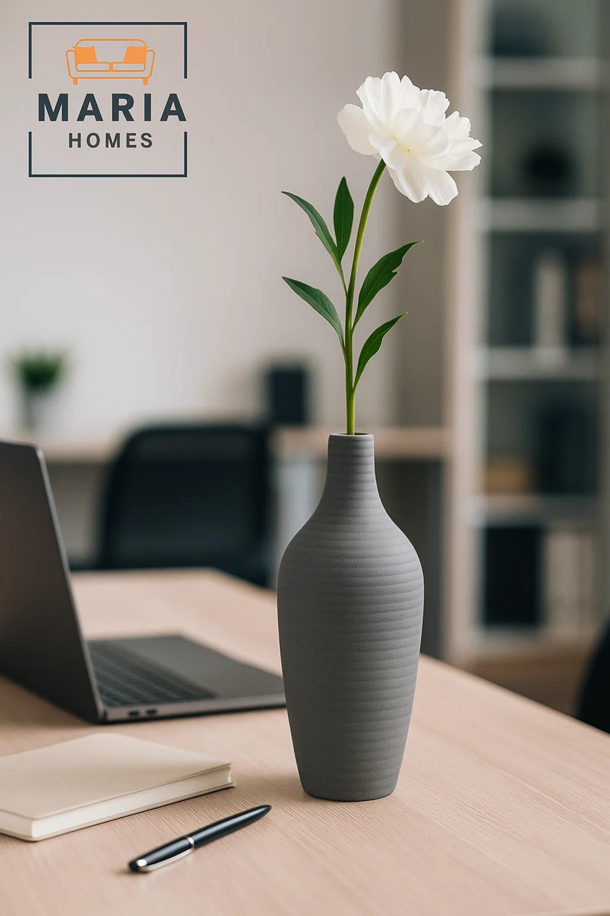 Modern Grey Decorative Vase Ð Ceramic Table Vase for Home and Office Decor