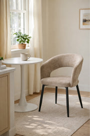 Dark Beige Fabric Arm Dining Chair 80x44x48cm Modern dark beige fabric Kitchen