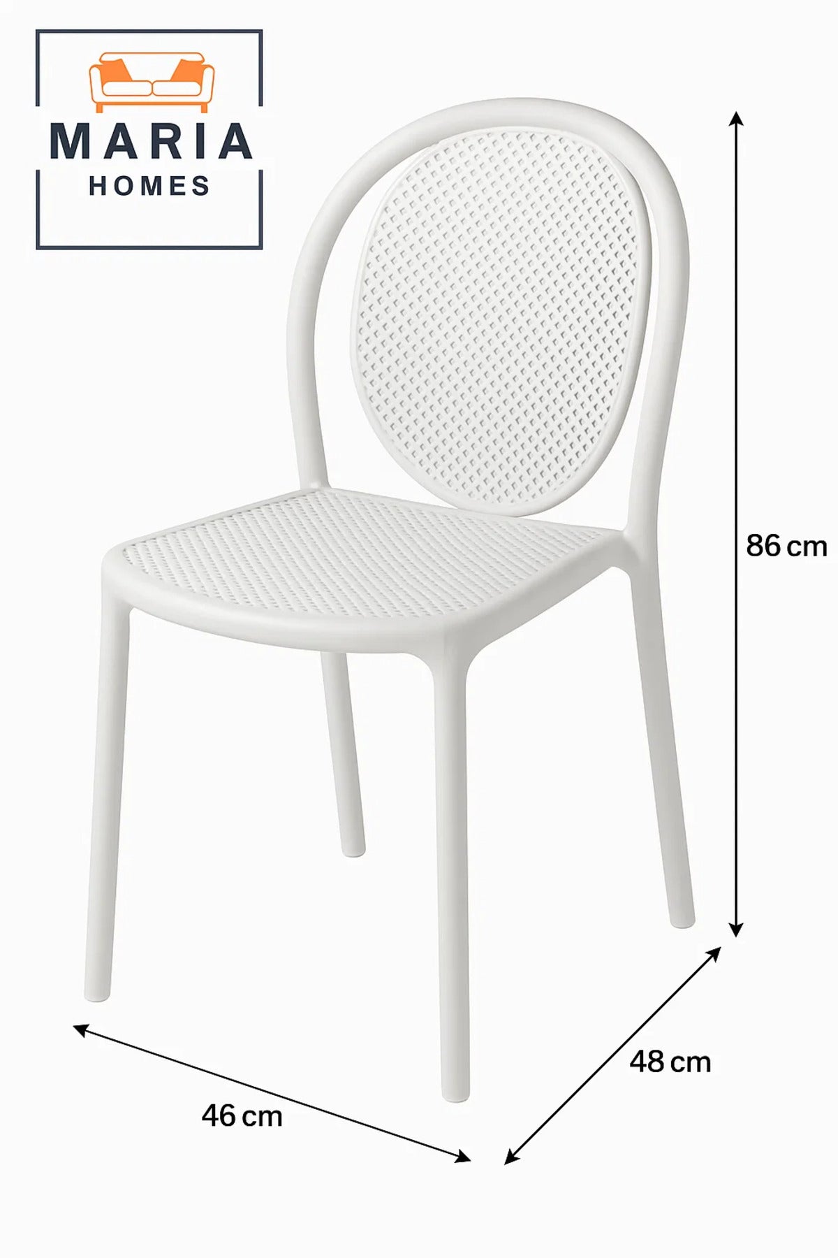 White Modern Plastic Dining Chair Ð Ventilated Backrest for Indoor & Outdoor Use