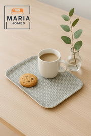 Rectangular Plastic Serving Tray with Grey Geometric Star Pattern