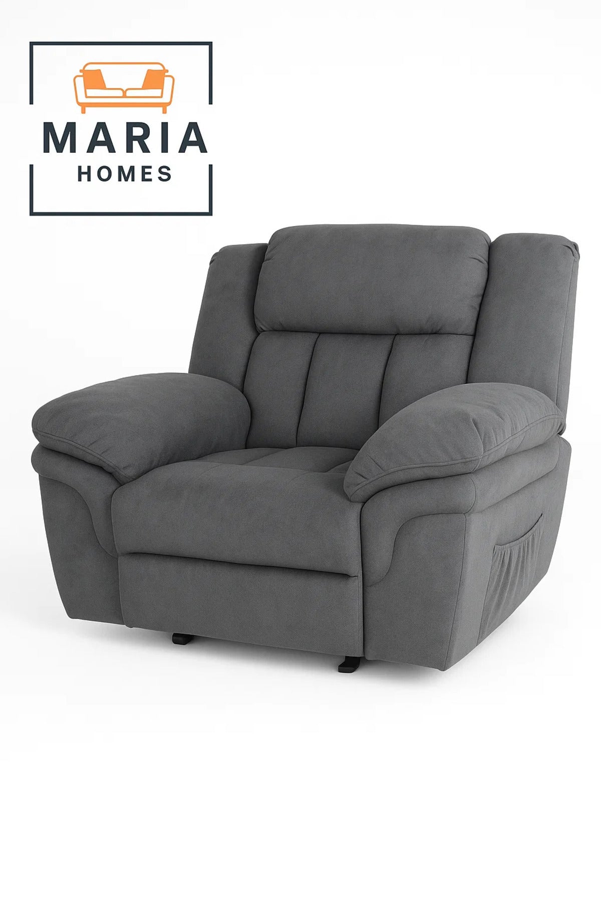 Plush Grey Manual Recliner Chair