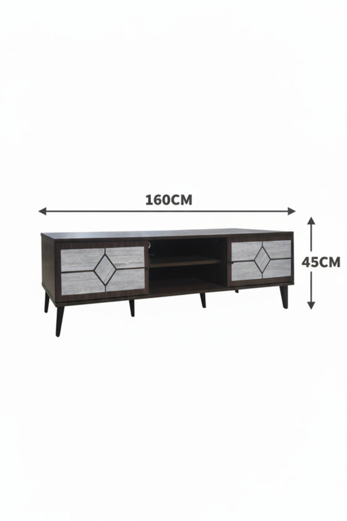 Modern Beige.G TV Table with Open Shelves & Storage Cabinets