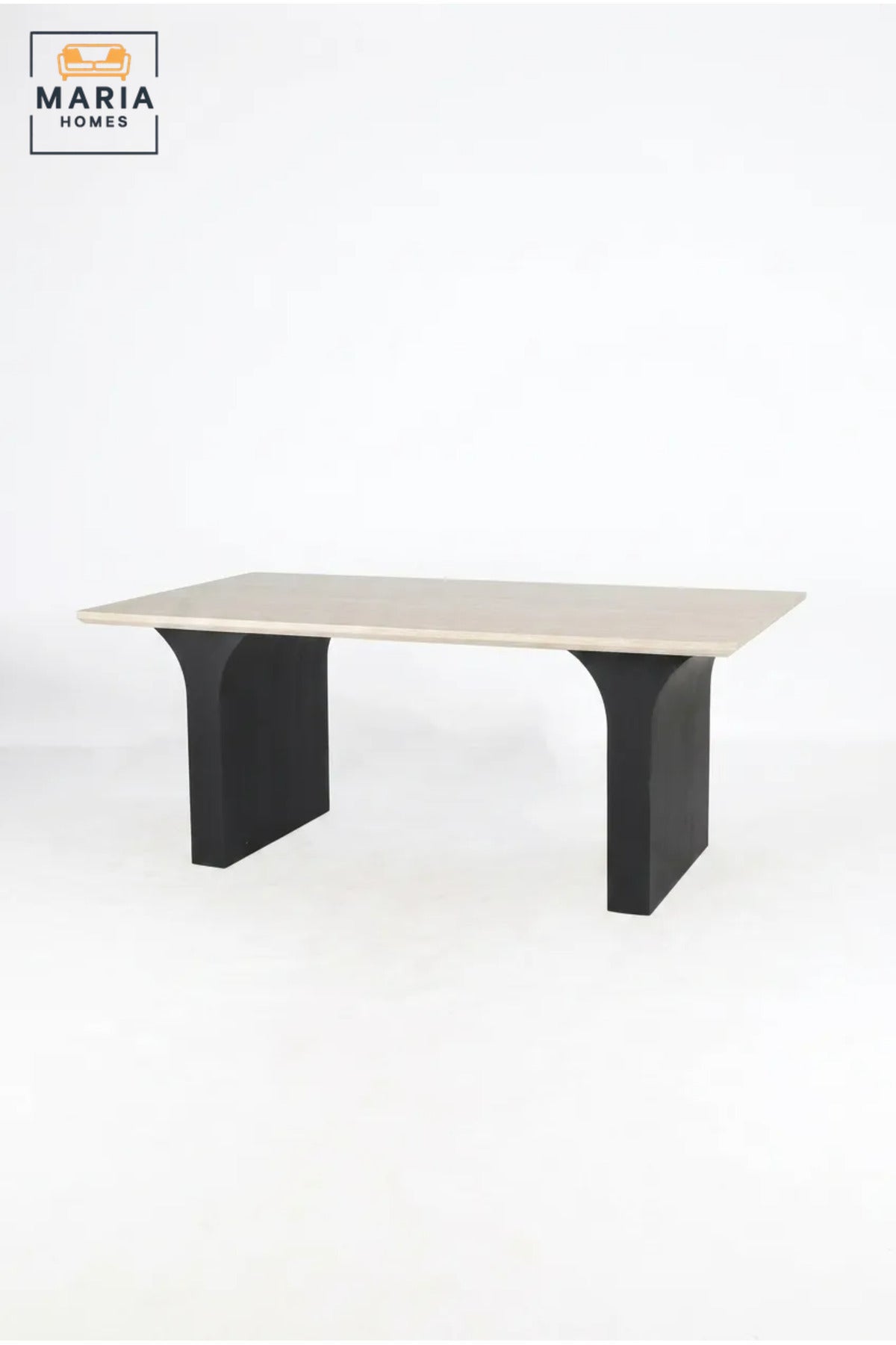 Large Rectangular Dining Table with Wooden Top and Curved Pedestal Legs, Modern Table for Dining Room, Kitchen, Café, Restaurant and Meeting Room