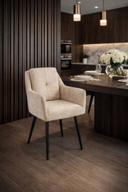Light Beige Armchair with Black Legs, 86x50x44 CM light beige armchair Dining Room