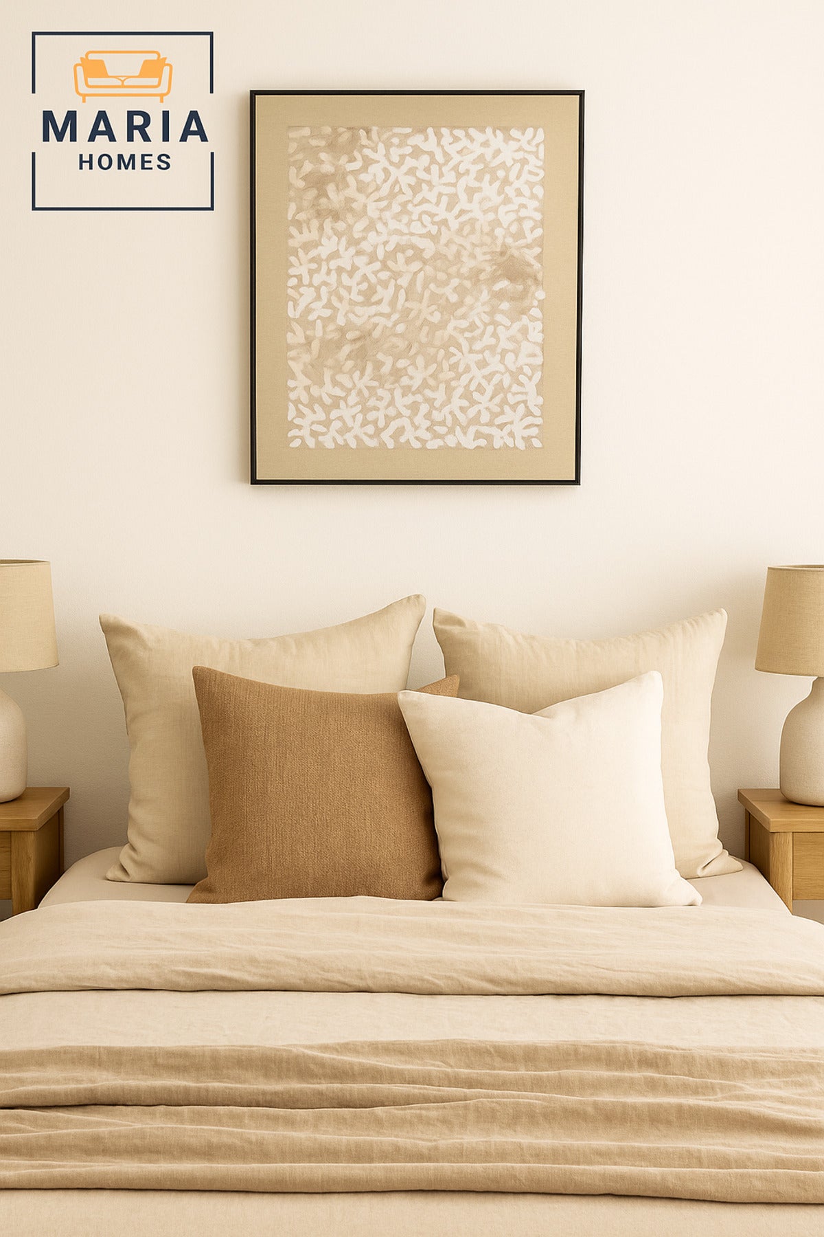 Large White & Beige Abstract Brushstroke Wall Art Ð Framed Canvas 120_80 cm