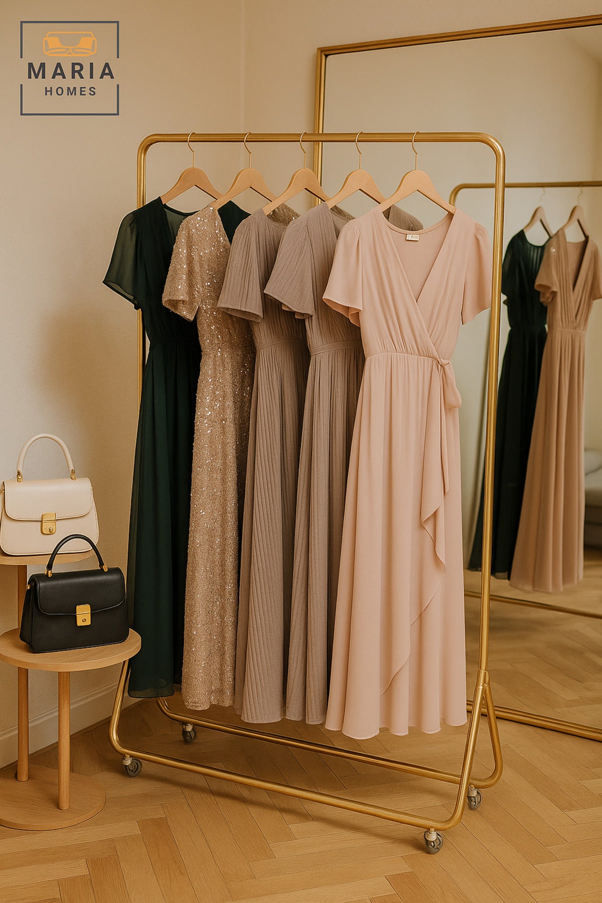 Gold Clothing Rack 170_120 cm Ð Heavy Duty Garment Stand with Wheels for Clothes & Dresses