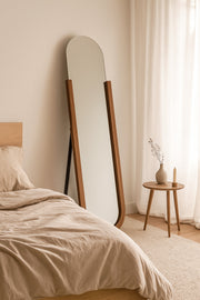 Full Length Standing Mirror 45_184 cm Ð Dark Wood Frame with Metal Stand