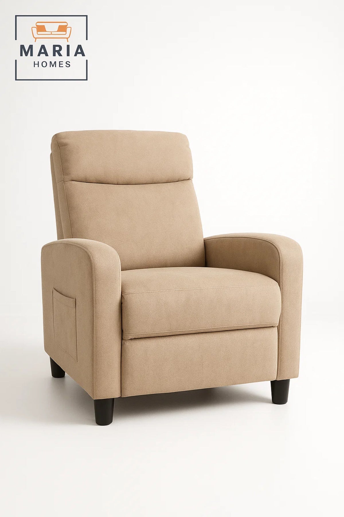 Modern Beige Recliner Chair with Footrest Ð Soft Fabric Relax Chair for Living Room