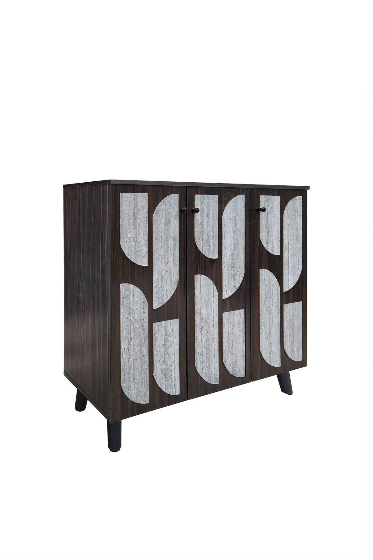 Brown & Grey Shoe Cabinet 90_34_91 cm √ê Modern Shoe Organizer with Decorative Doors