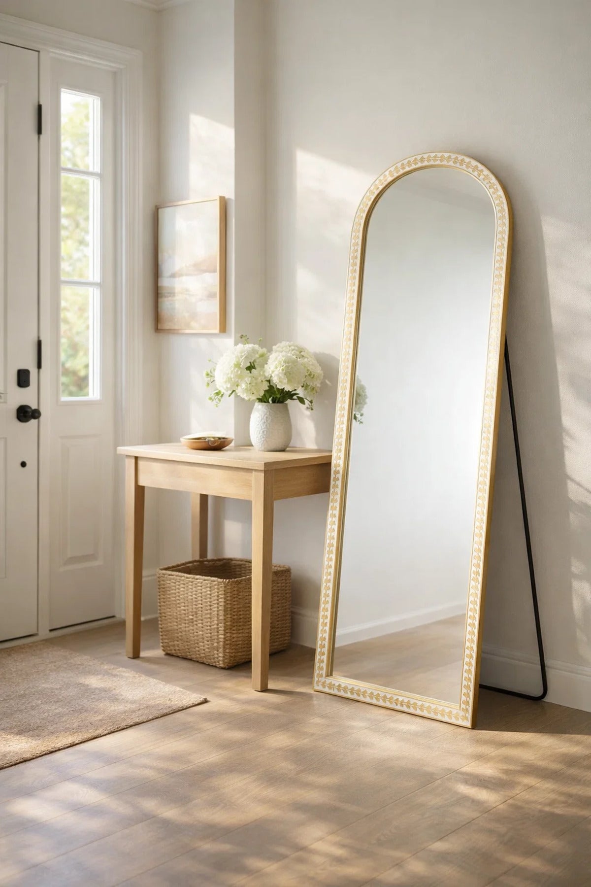 Arched Full Length Mirror White and Gold Frame 160x60cm Bedroom Decor