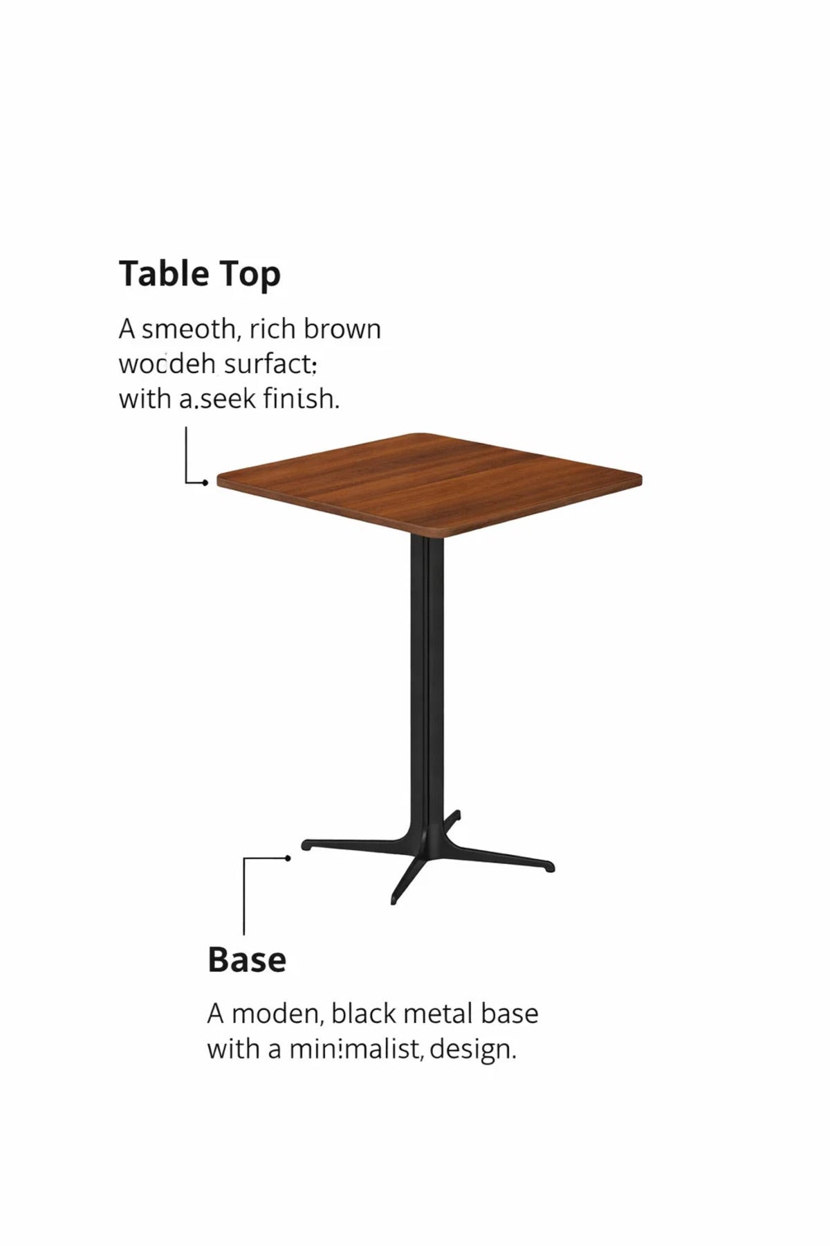 Modern Brown Coffee Table with Black Base, 70x70x75 CM modern brown coffee Dinner