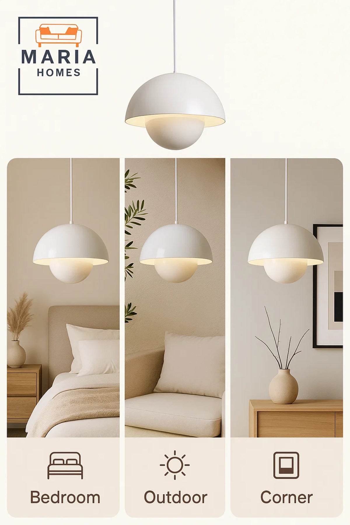 Glossy White Dome Pendant Light