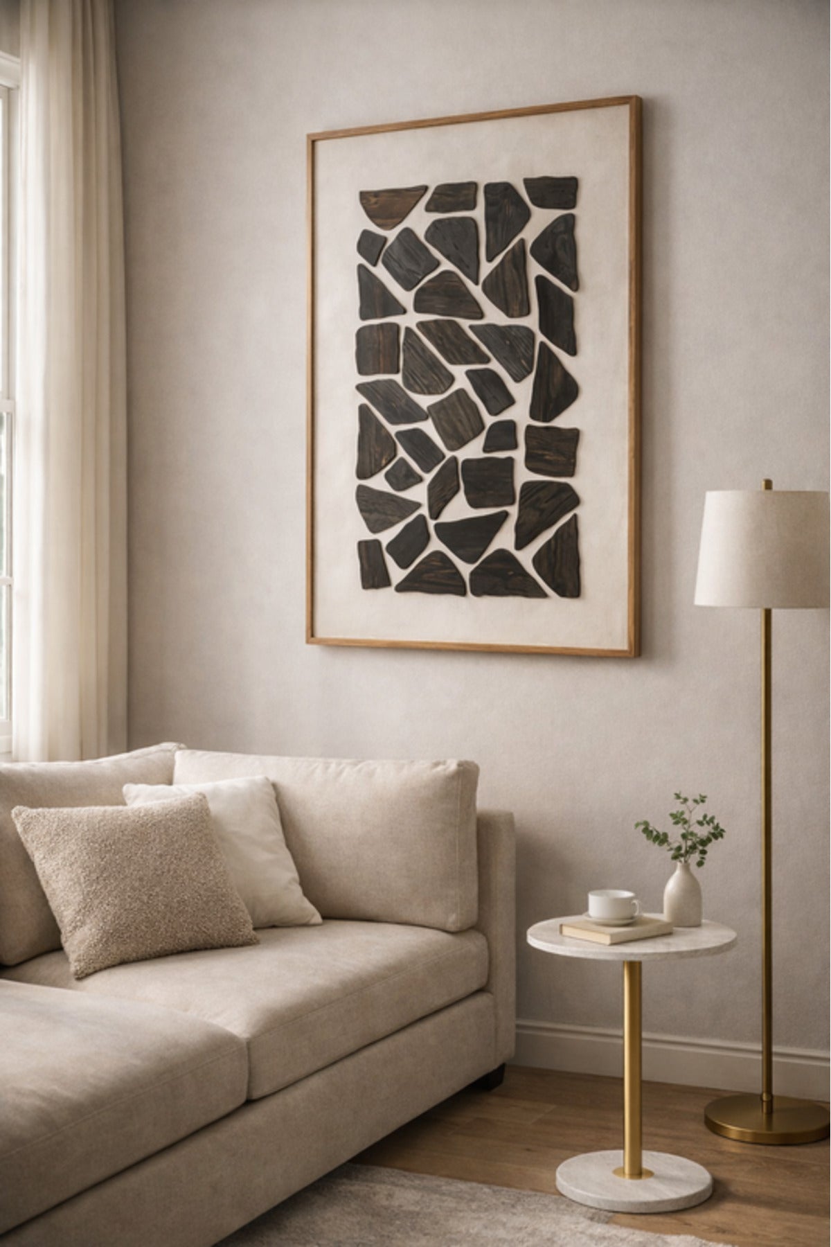 Natural Wood Abstract Wall Art with Wooden Frame Modern Decorative Panel natural wood