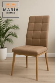 Beige High Back Dining Chair Ð Upholstered Seat with Wooden Legs for Home, Office, or CafŽ Use