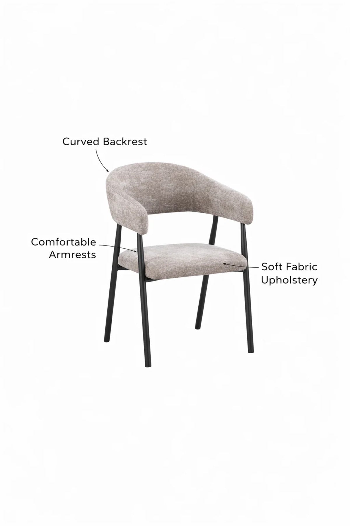 Dark Beige Fabric Arm Dining Chair 84x47x46cm Modern dark beige fabric Kitchen