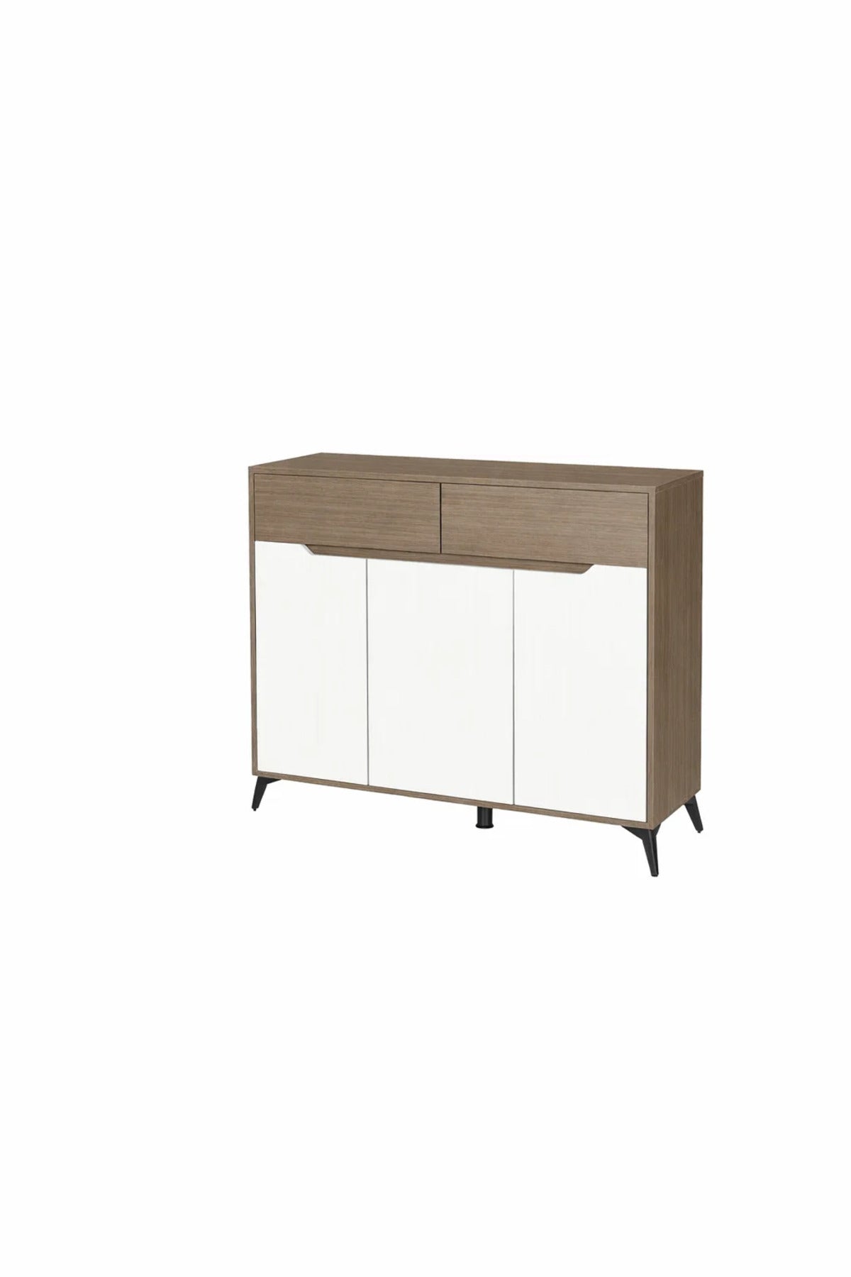 Modern White and Grey Shoe Cabinet Console Table with Storage Drawers for Hallway and Living Room