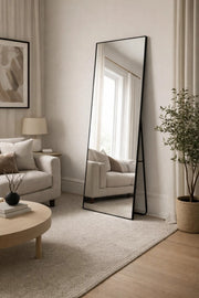 Modern Black Metal Standing Floor Mirror Full Body View 180x60cm Aesthetic Bedroom Decoration
