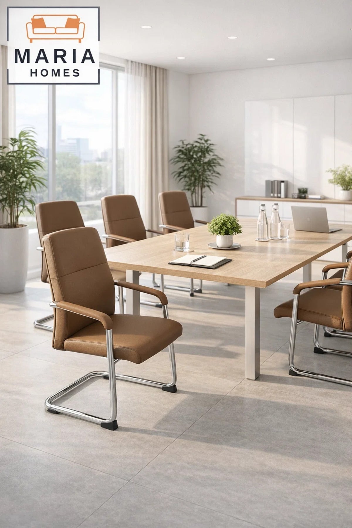 Brown Visitor Chair with Armrests Ð Comfortable Office Guest & Waiting Chair