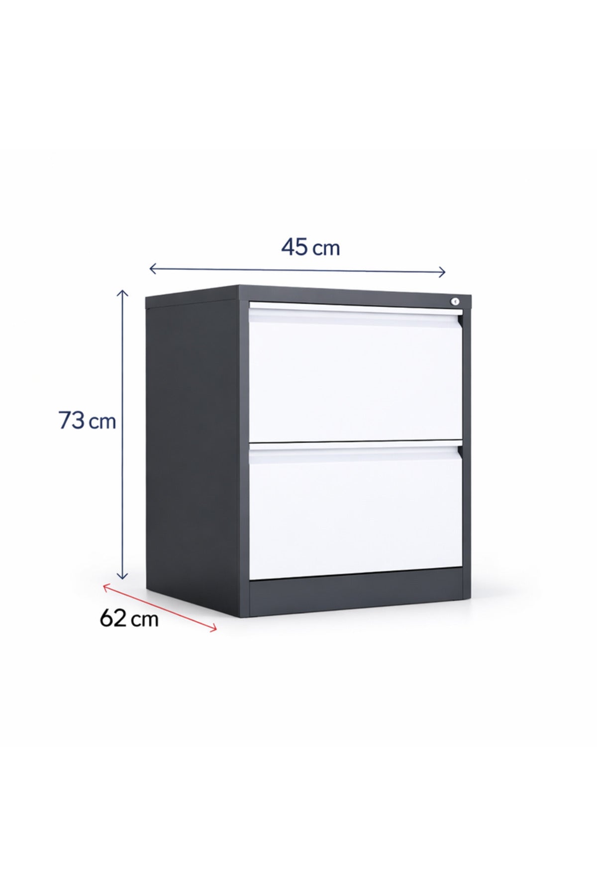 Modern 2-Drawer Steel Filing Cabinet Lockable Office Organizer Storage Unit Grey White