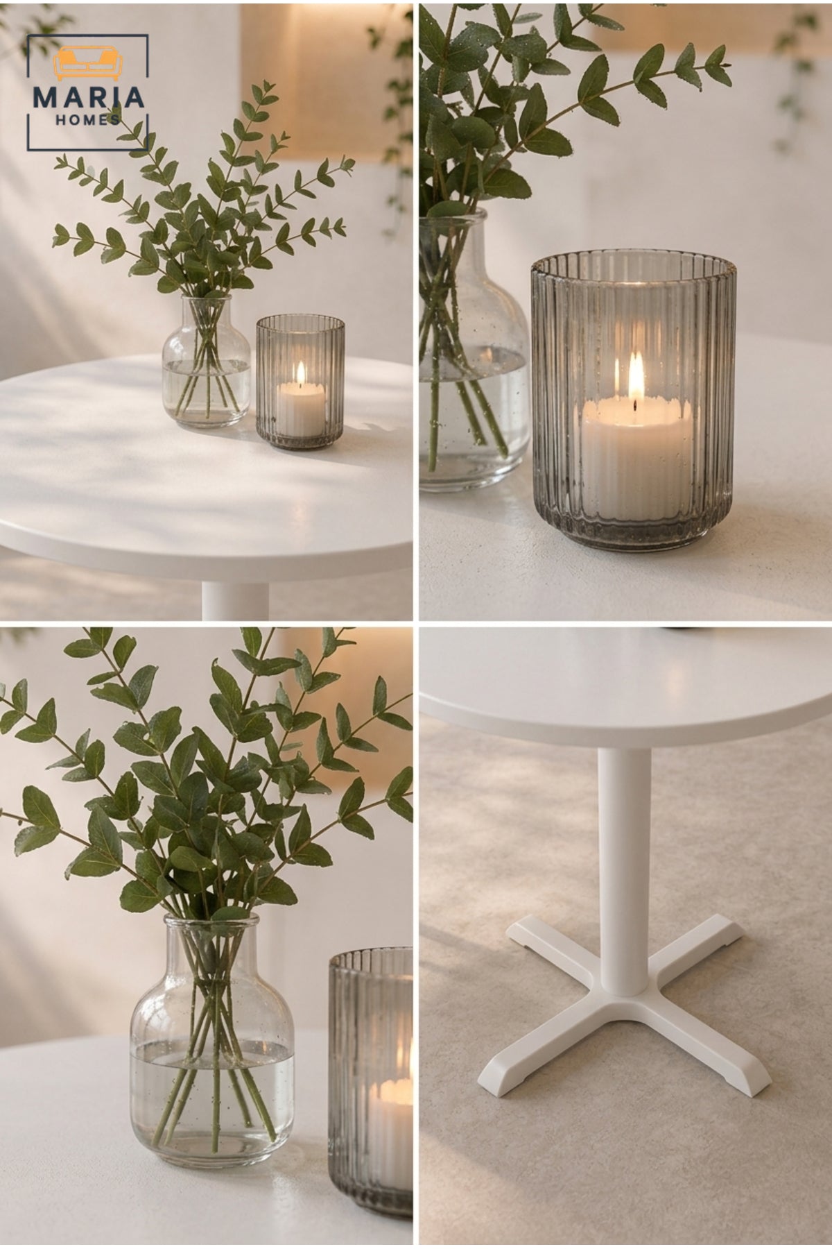 Modern Round Café Table Pedestal Dining Table Bistro Table for Coffee Shop Restaurant White