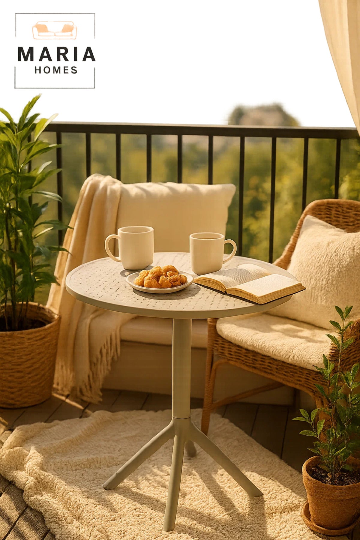 Modern Round Outdoor Plastic Bistro Table Ð Grey