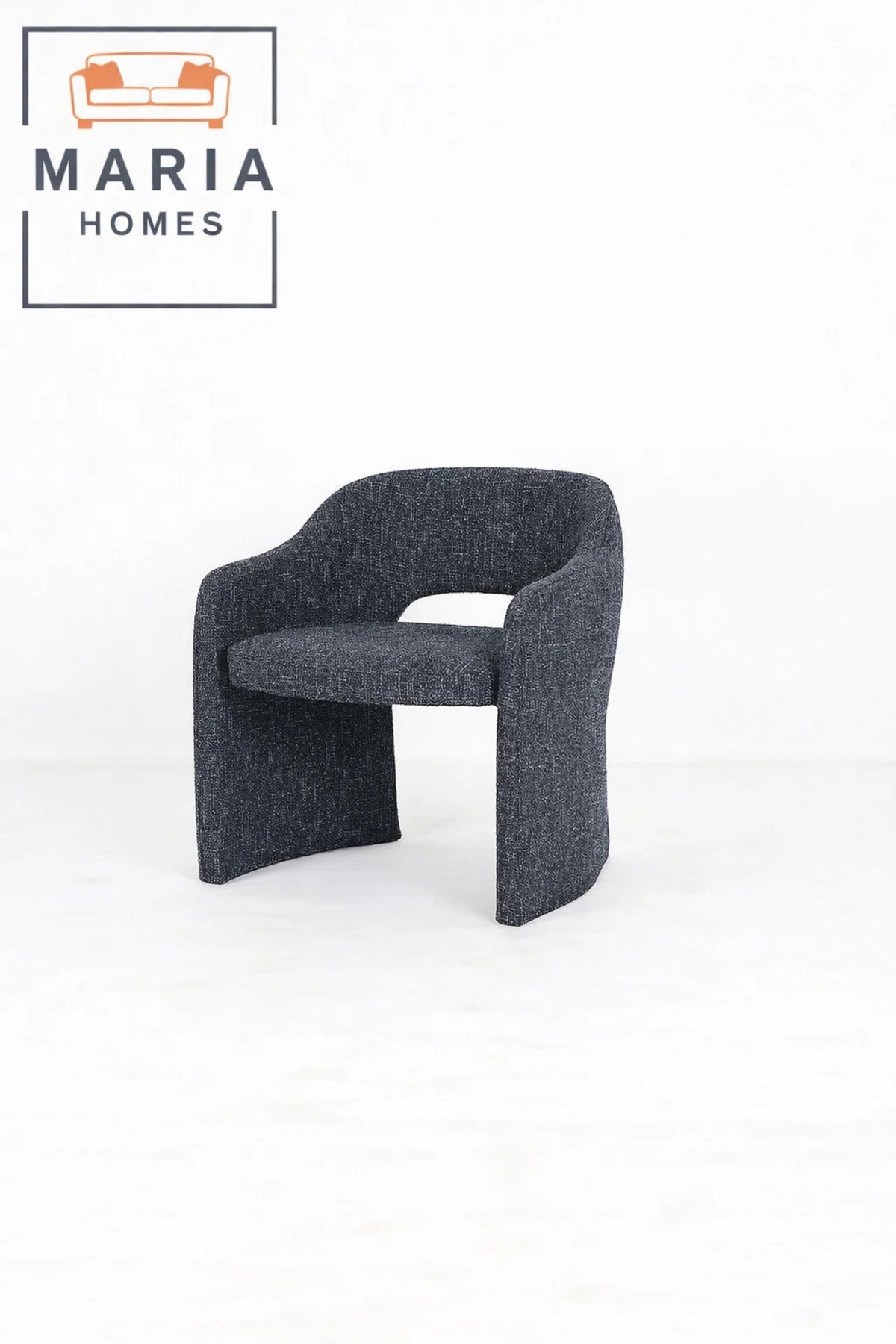 Blue Upholstered Dining Chair Ð Modern Accent Chair with Curved Design