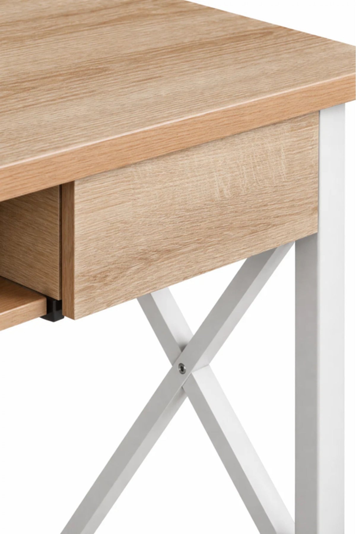 Modern Wood Office Desk with White Metal Frame modern wood office