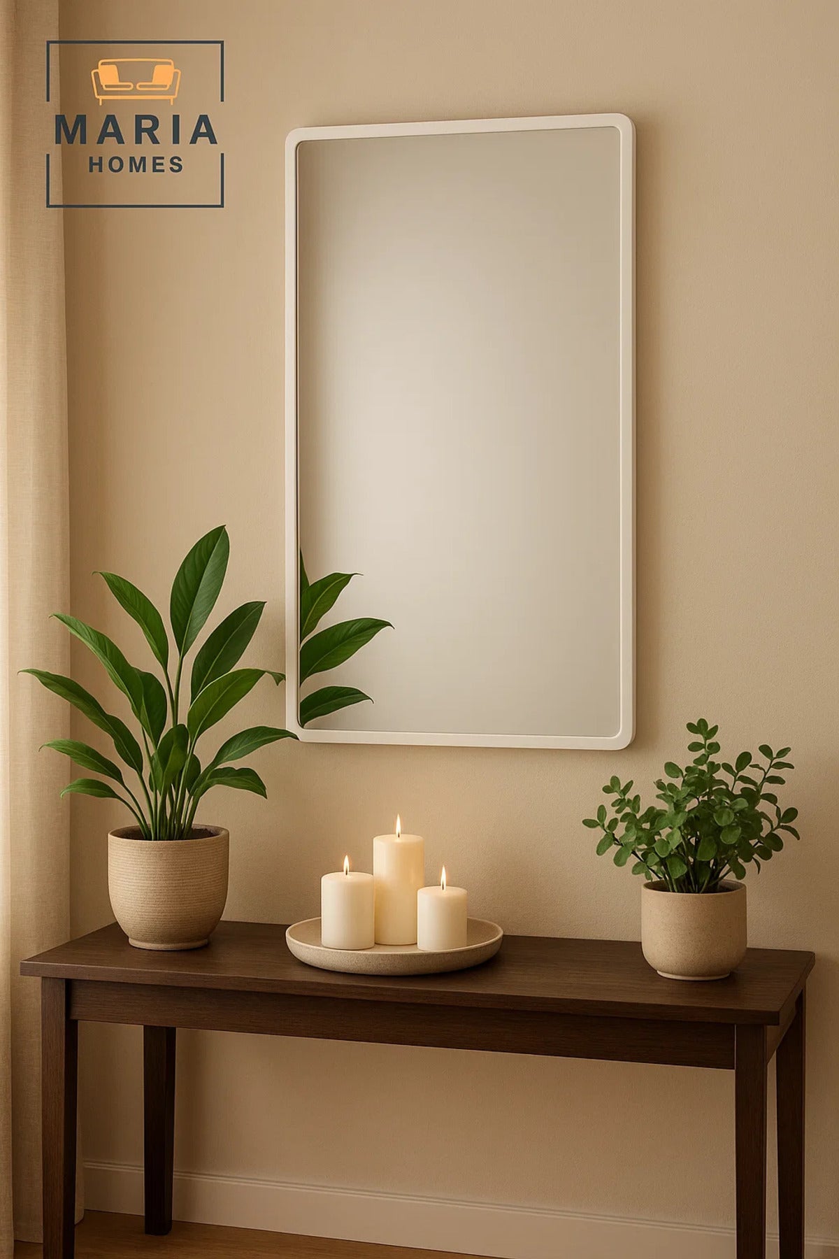White Wall Mirror for Bedroom, Bathroom, Living Room, Dressing & Home D≈Ωcor 120x60 cm