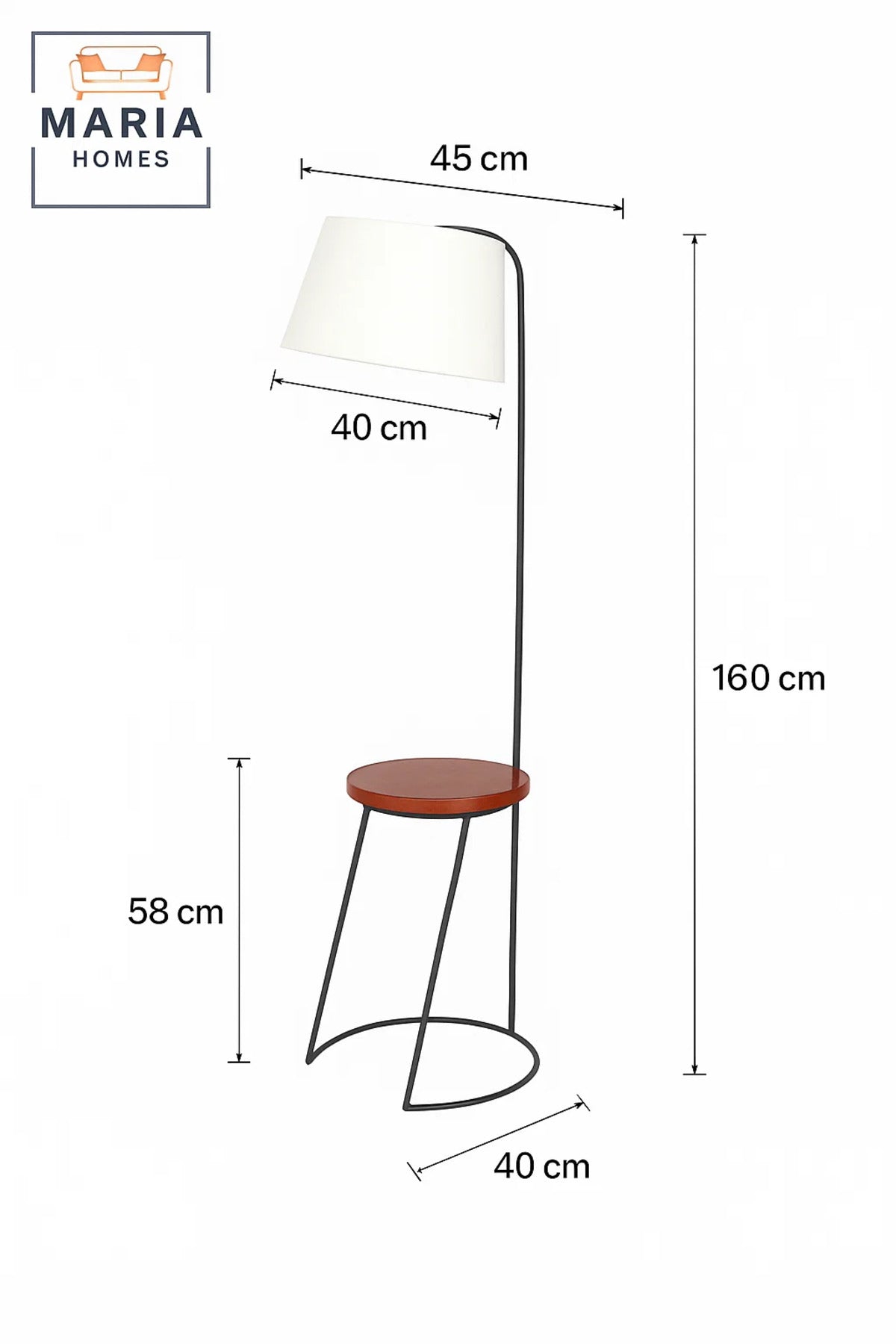 Floor Lamp with Side Table and White Shade