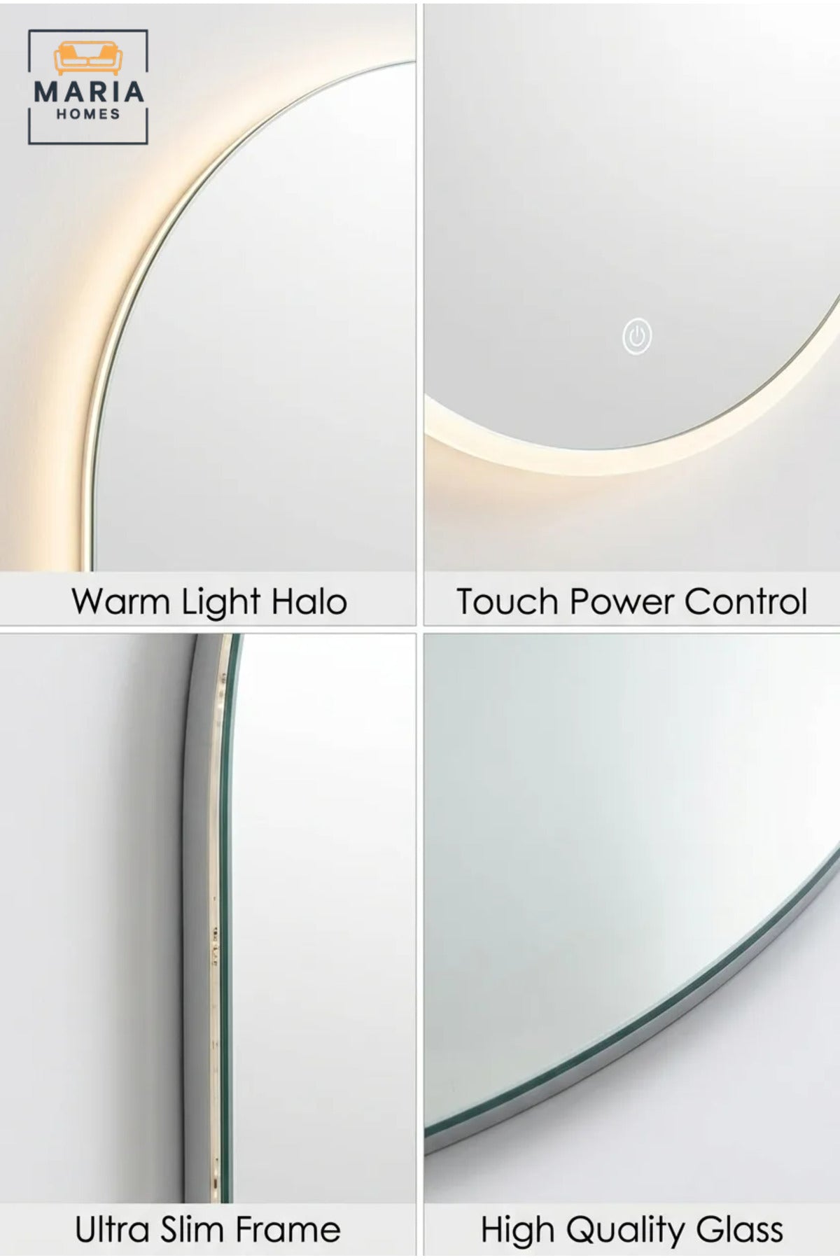 Large Capsule-Shaped LED Wall Mirror with Touch Sensor, Backlit Frameless Full-Length Mirror for Bedroom, Dressing Room, Vanity and Hallway