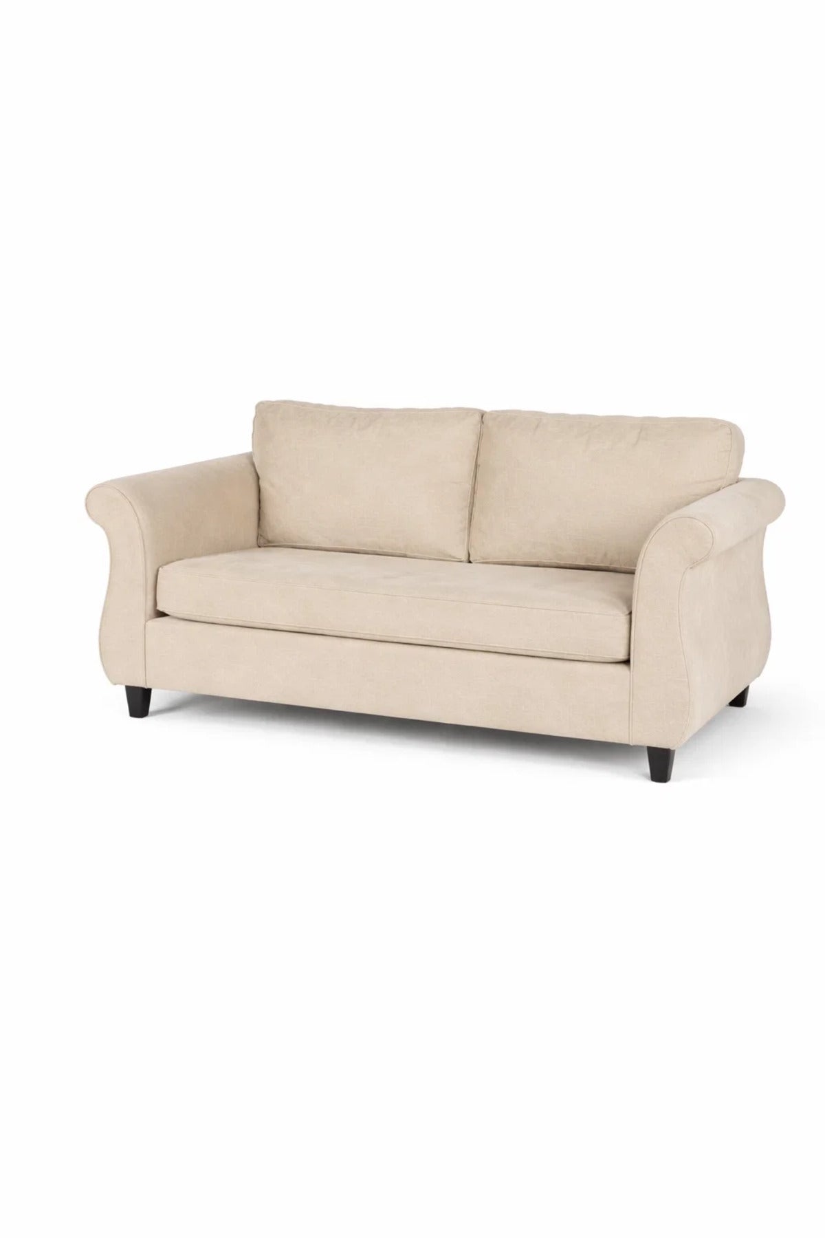 Beige Two Seater Sofa with Cushioned Seat and Classic Design