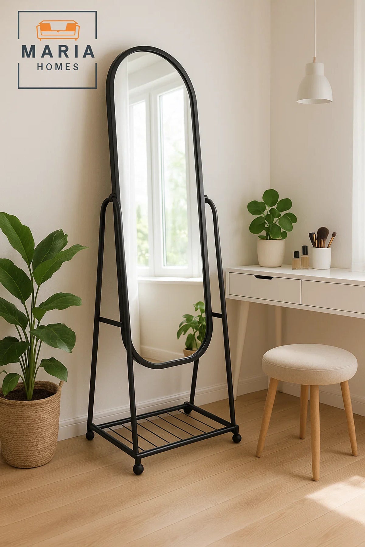 Full Length Standing Mirror with Metal Frame Floor Dressing Mirror for Bedroom Hallway Home Decor